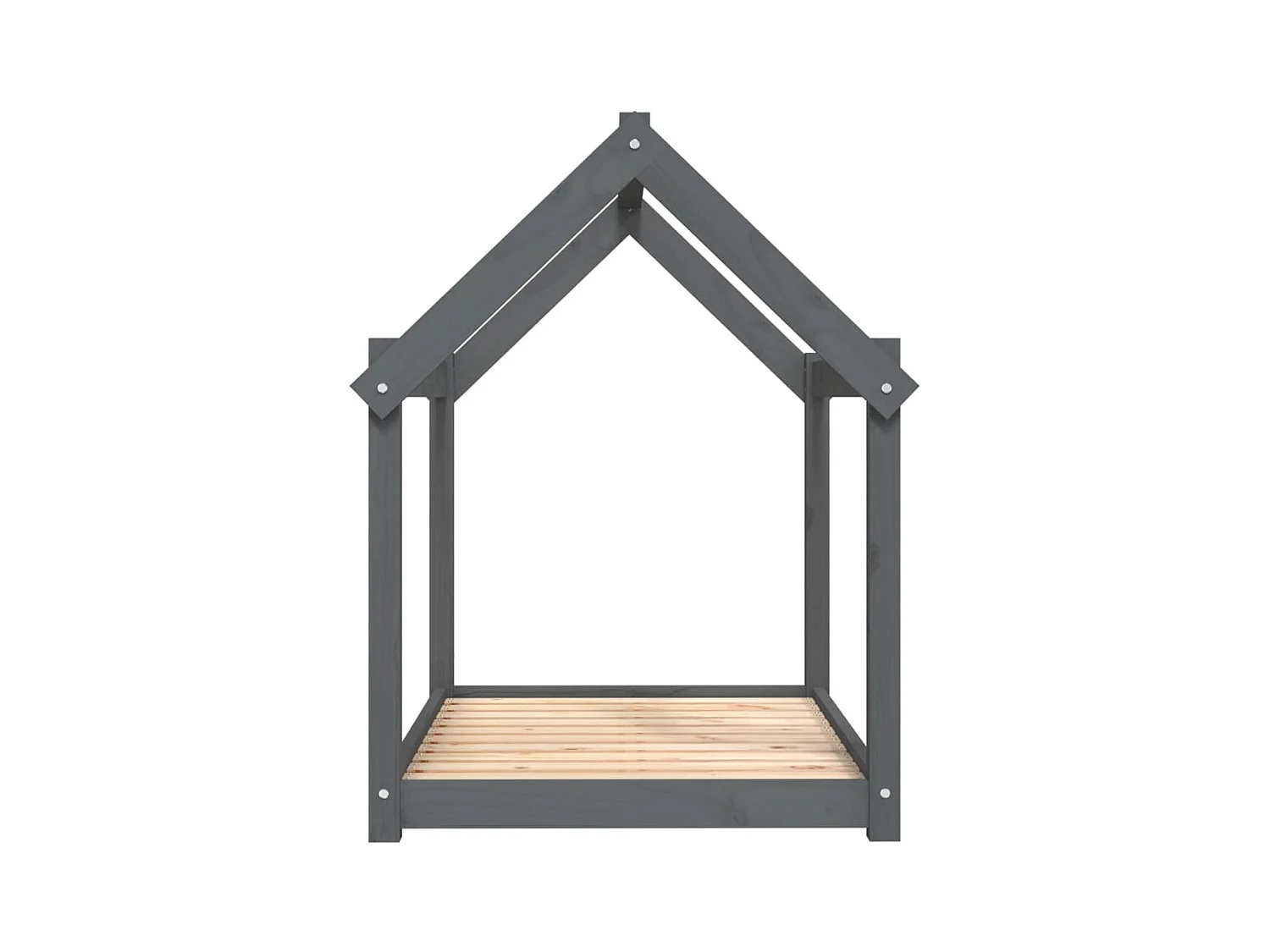 Cama para perros madera maciza de pino gris 101x70x90 cm