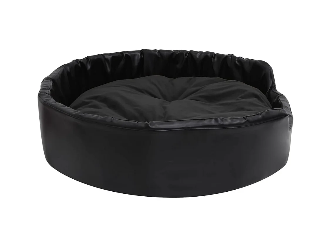Cama para perros felpa y cuero sintético negra 90x79x20 cm
