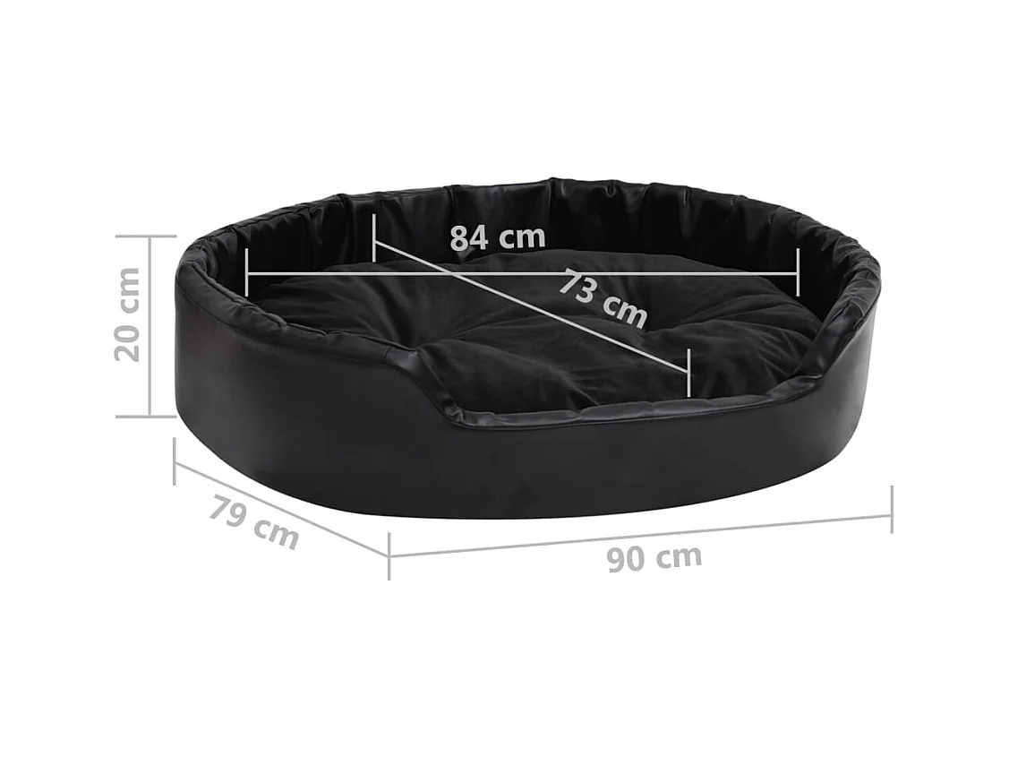 Cama para perros felpa y cuero sintético negra 90x79x20 cm