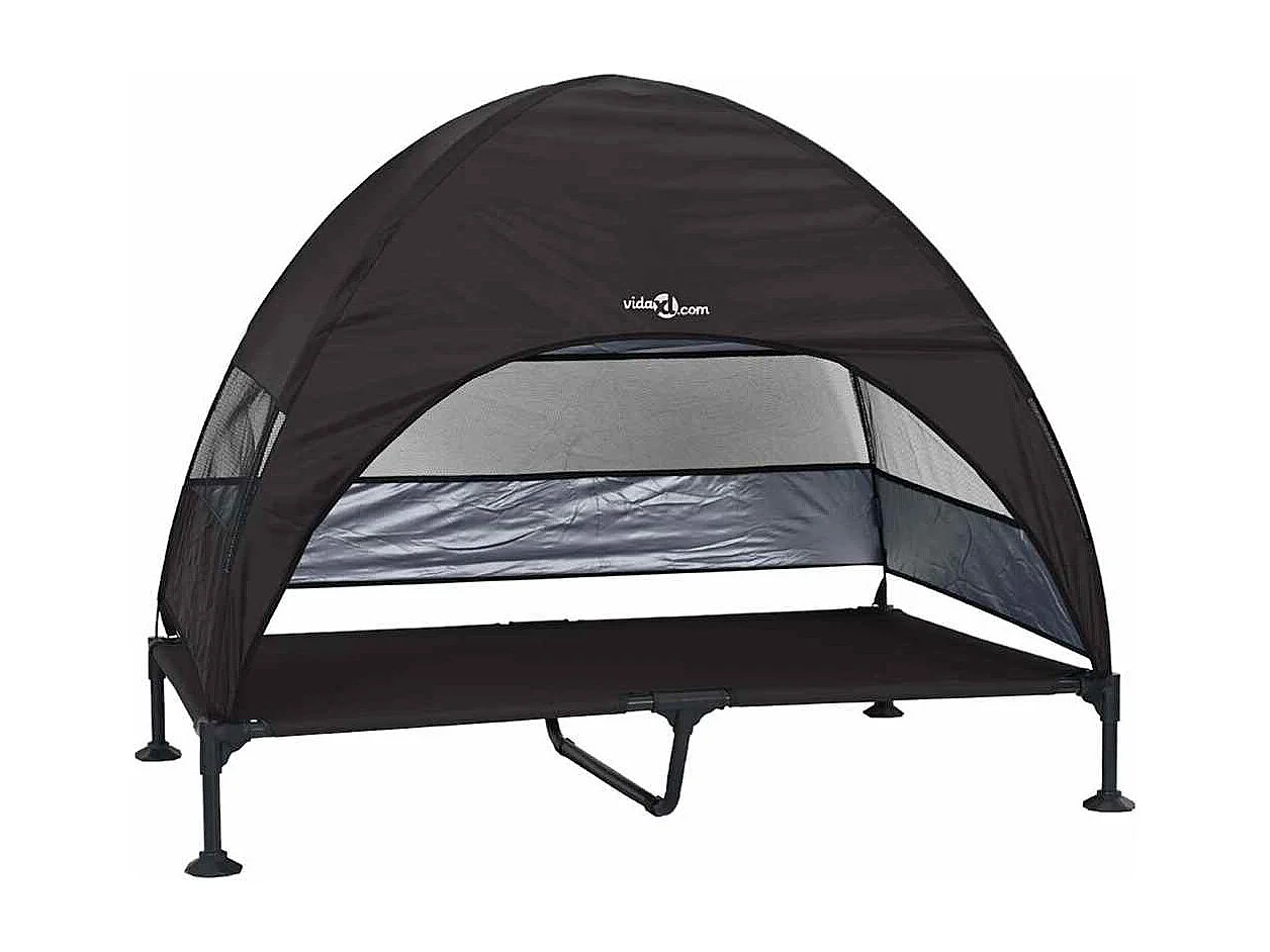 Lit surélevé pour chien Noir 127 x 81 x 108 cm Tissu et acier