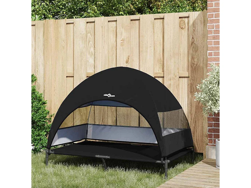 Lit surélevé pour chien Noir 127 x 81 x 108 cm Tissu et acier