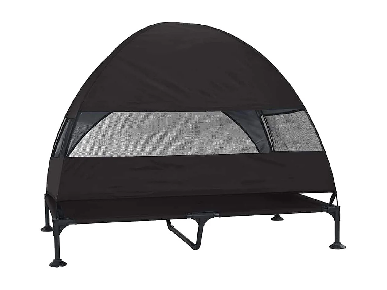 Lit surélevé pour chien Noir 127 x 81 x 108 cm Tissu et acier