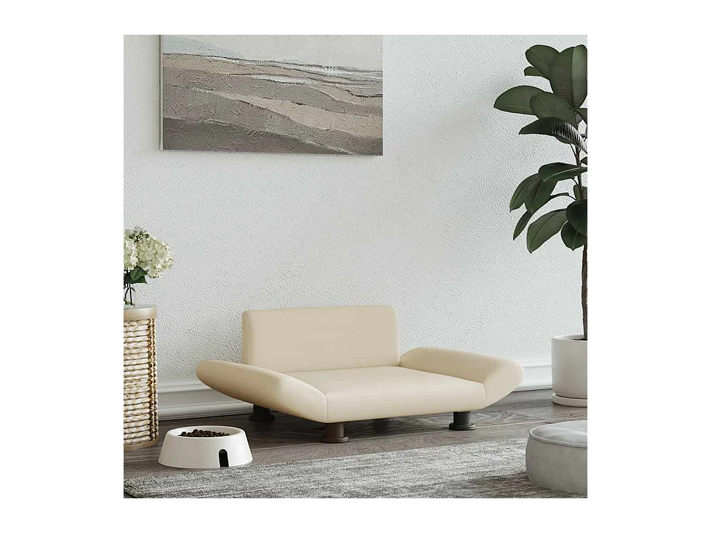 Cama para perros de tela crema 70x45x28 cm