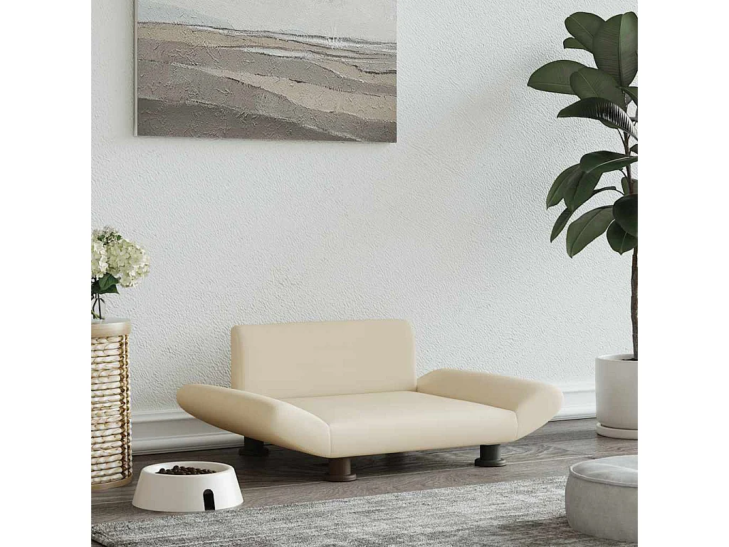 Lit pour chien crème 70x45x28 cm tissu