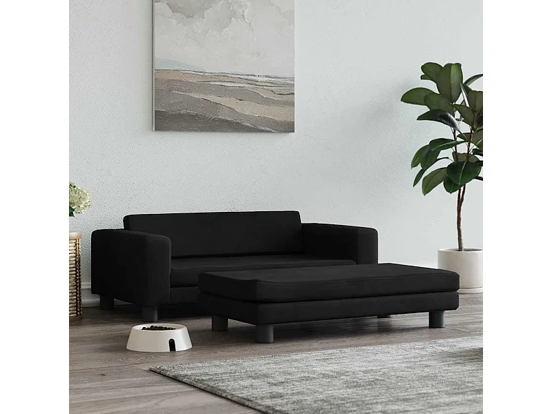 Lit pour chien avec extension noir 100x50x30 cm velours