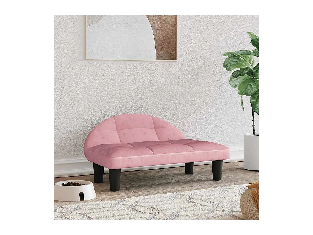 Cama para perros de terciopelo rosa 70x52x30 cm