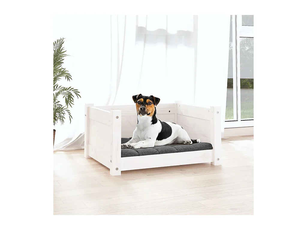 Panier pour chien Blanc 55,5 x 45,5 x 28 cm Bois de pin massif