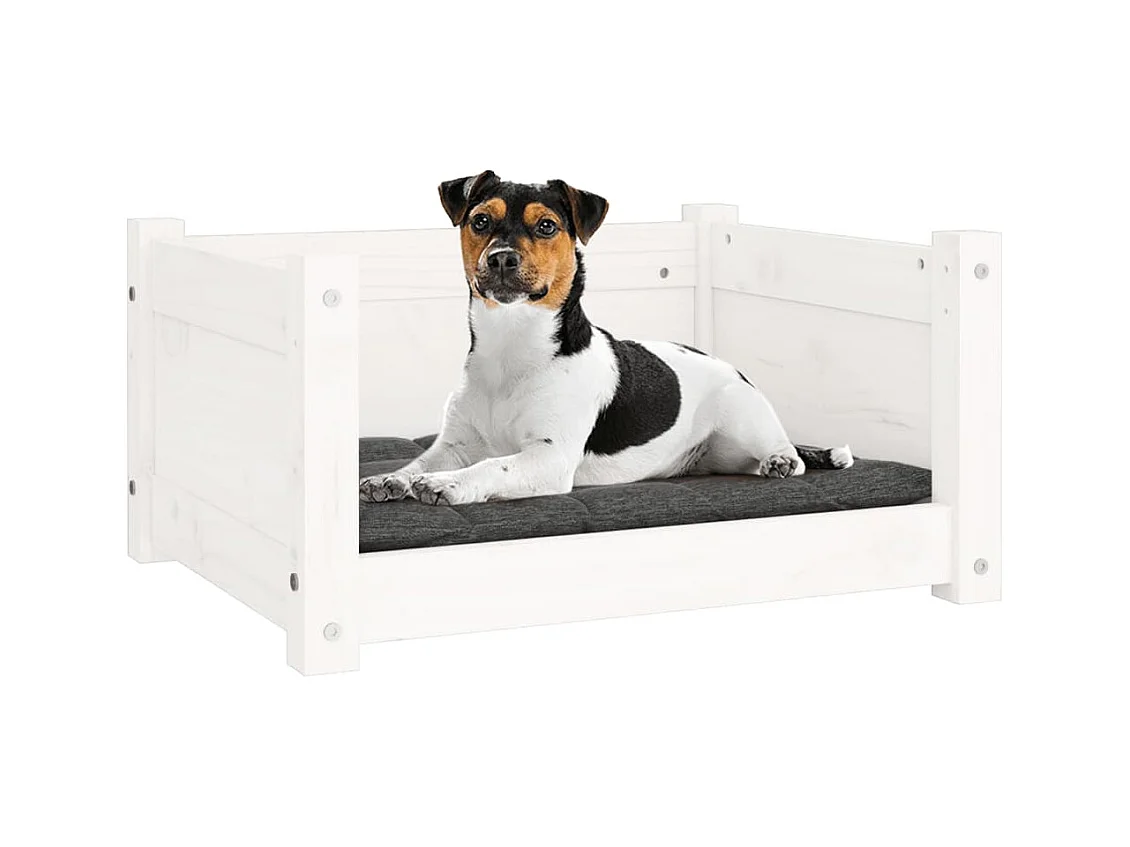 Panier pour chien Blanc 55,5 x 45,5 x 28 cm Bois de pin massif