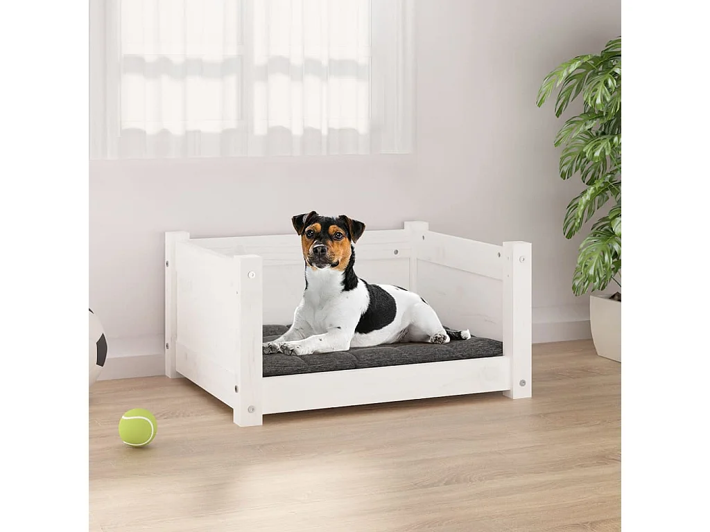 Panier pour chien Blanc 55,5 x 45,5 x 28 cm Bois de pin massif