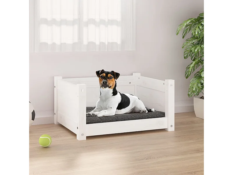 Panier pour chien Blanc 55,5 x 45,5 x 28 cm Bois de pin massif