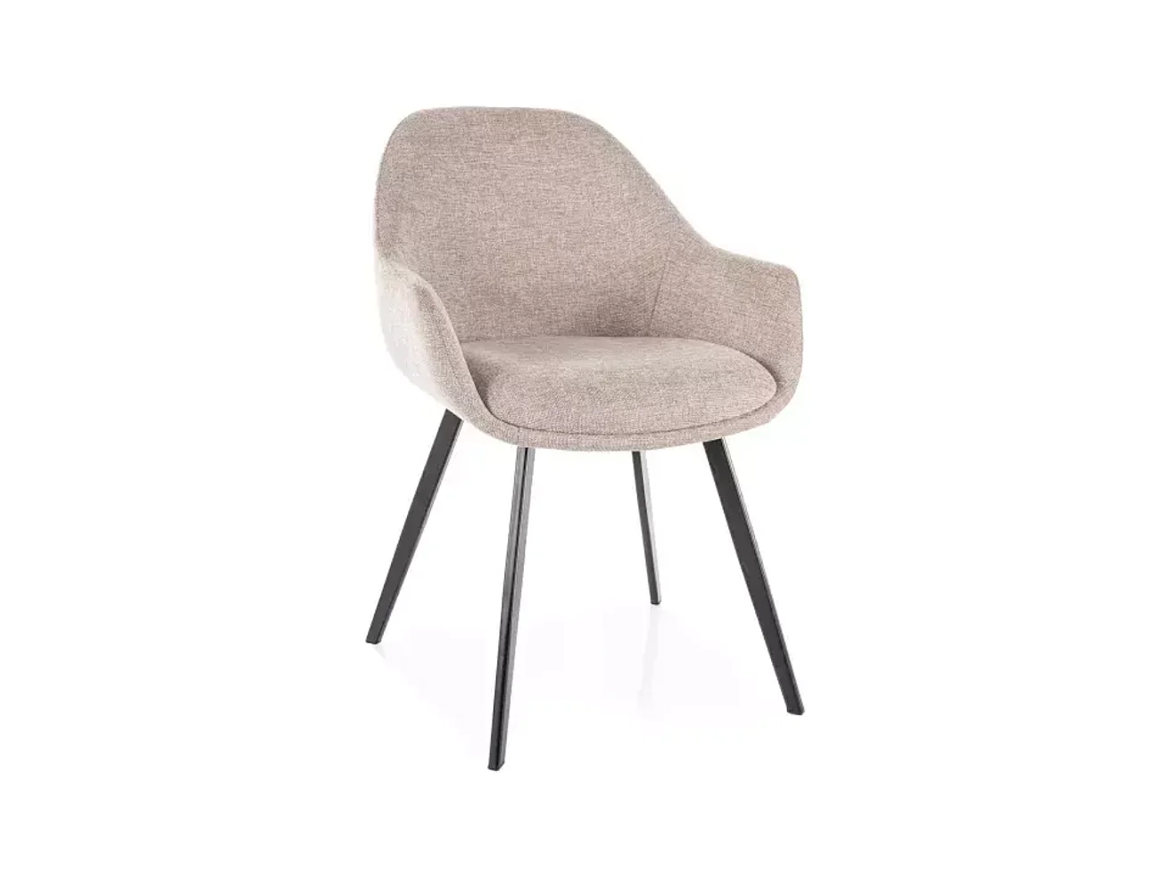 Chaise tissu en beige avec accoudoirs rembourrés et structure métal noir VEERON