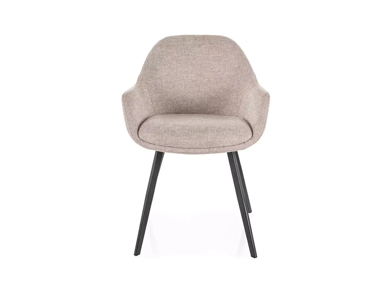 Chaise tissu en beige avec accoudoirs rembourrés et structure métal noir VEERON