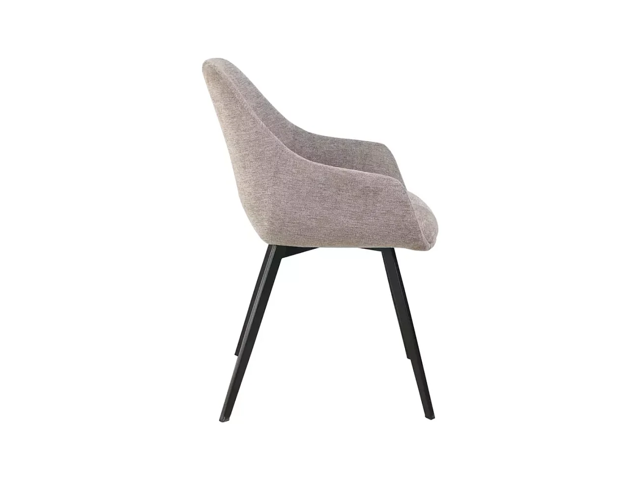 Chaise tissu en beige avec accoudoirs rembourrés et structure métal noir VEERON
