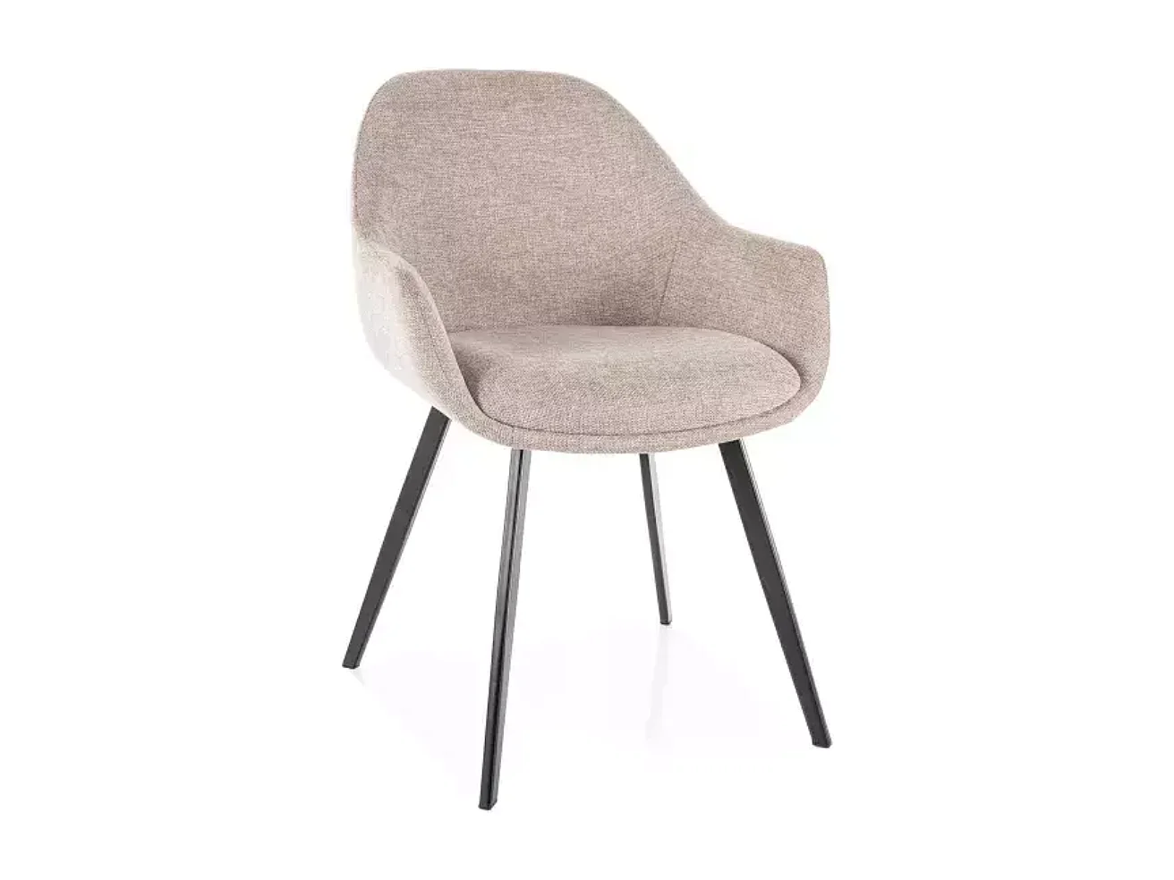 Chaise tissu en beige avec accoudoirs rembourrés et structure métal noir VEERON