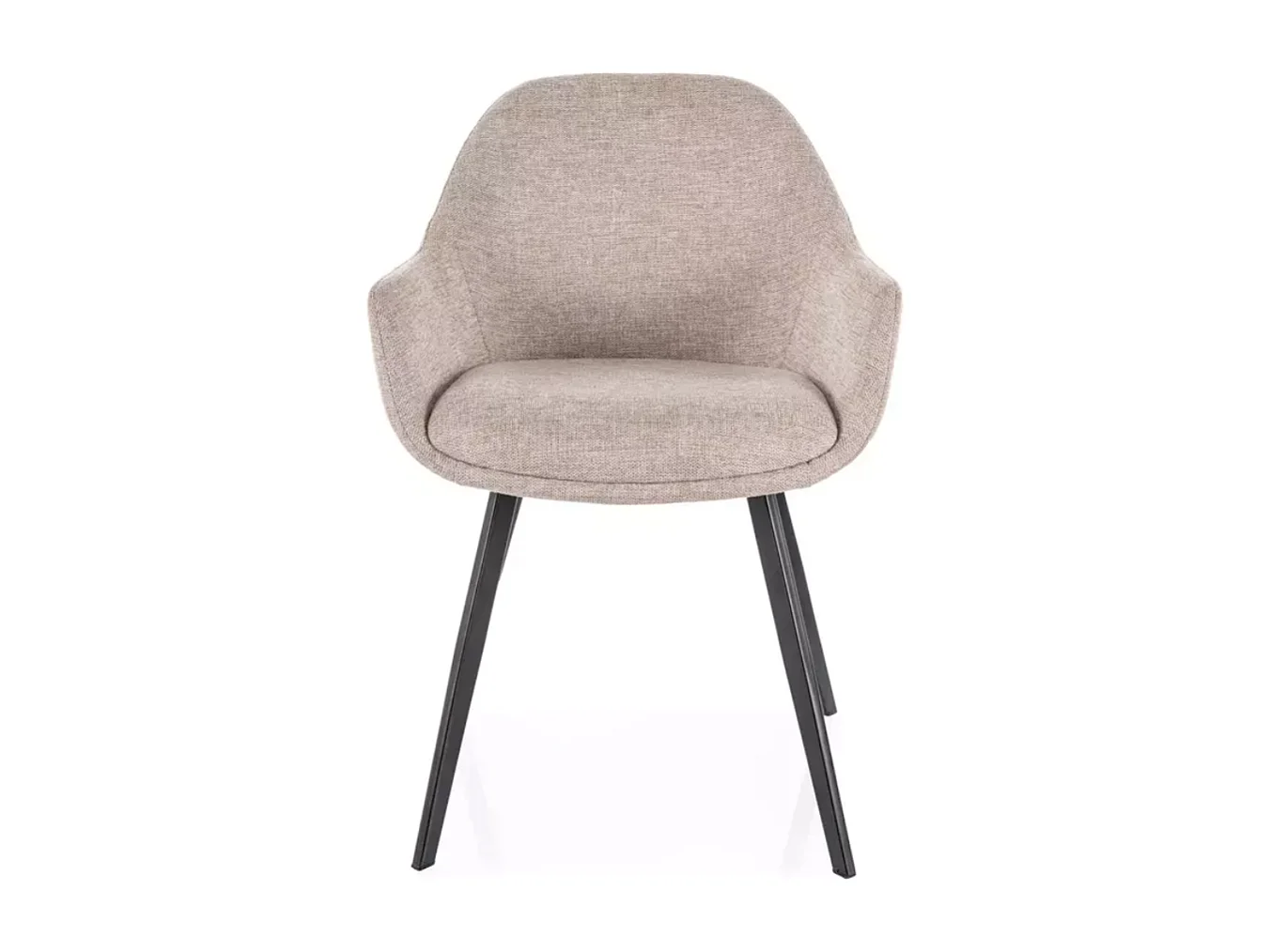 Chaise tissu en beige avec accoudoirs rembourrés et structure métal noir VEERON