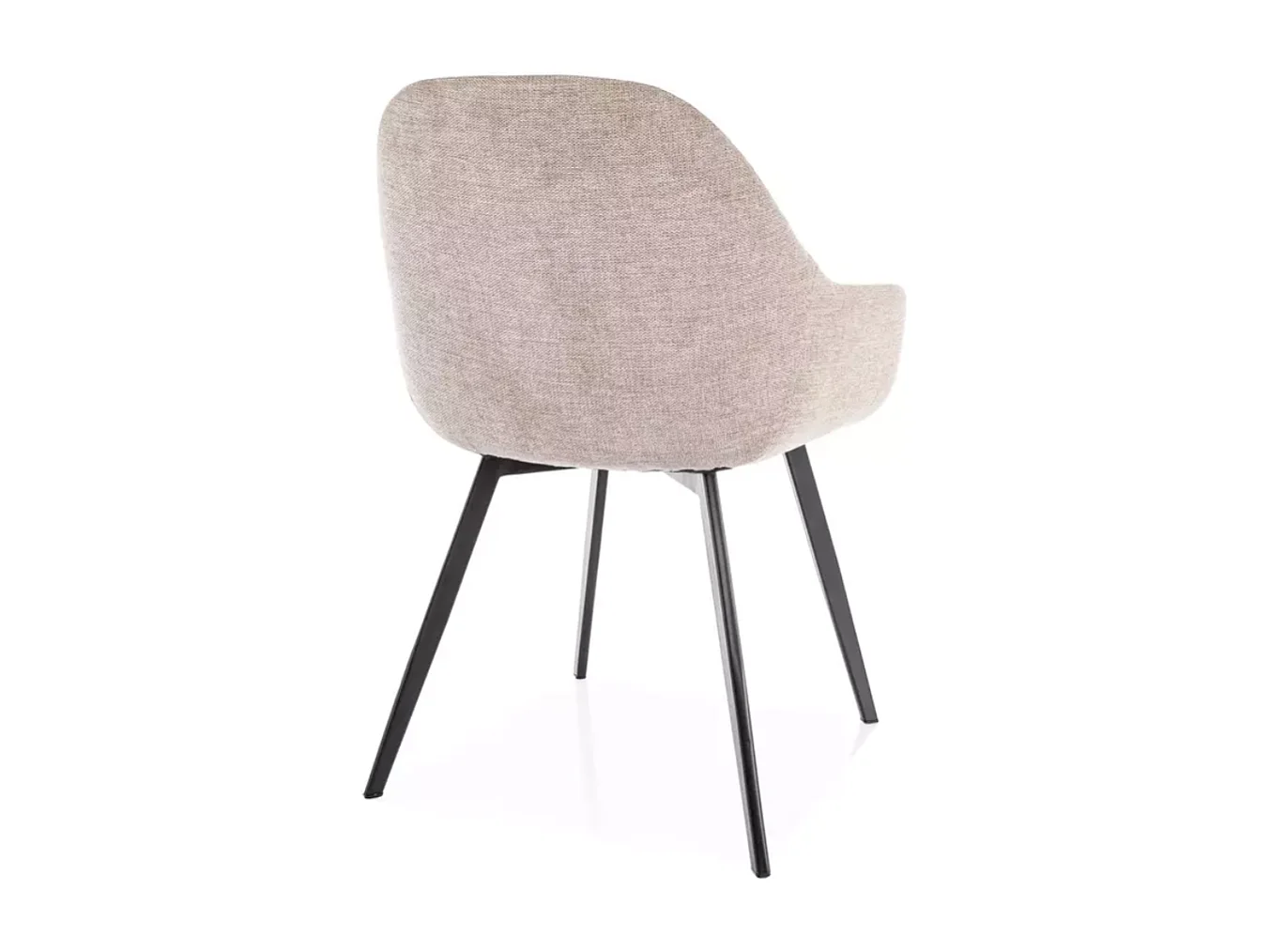 Chaise tissu en beige avec accoudoirs rembourrés et structure métal noir VEERON