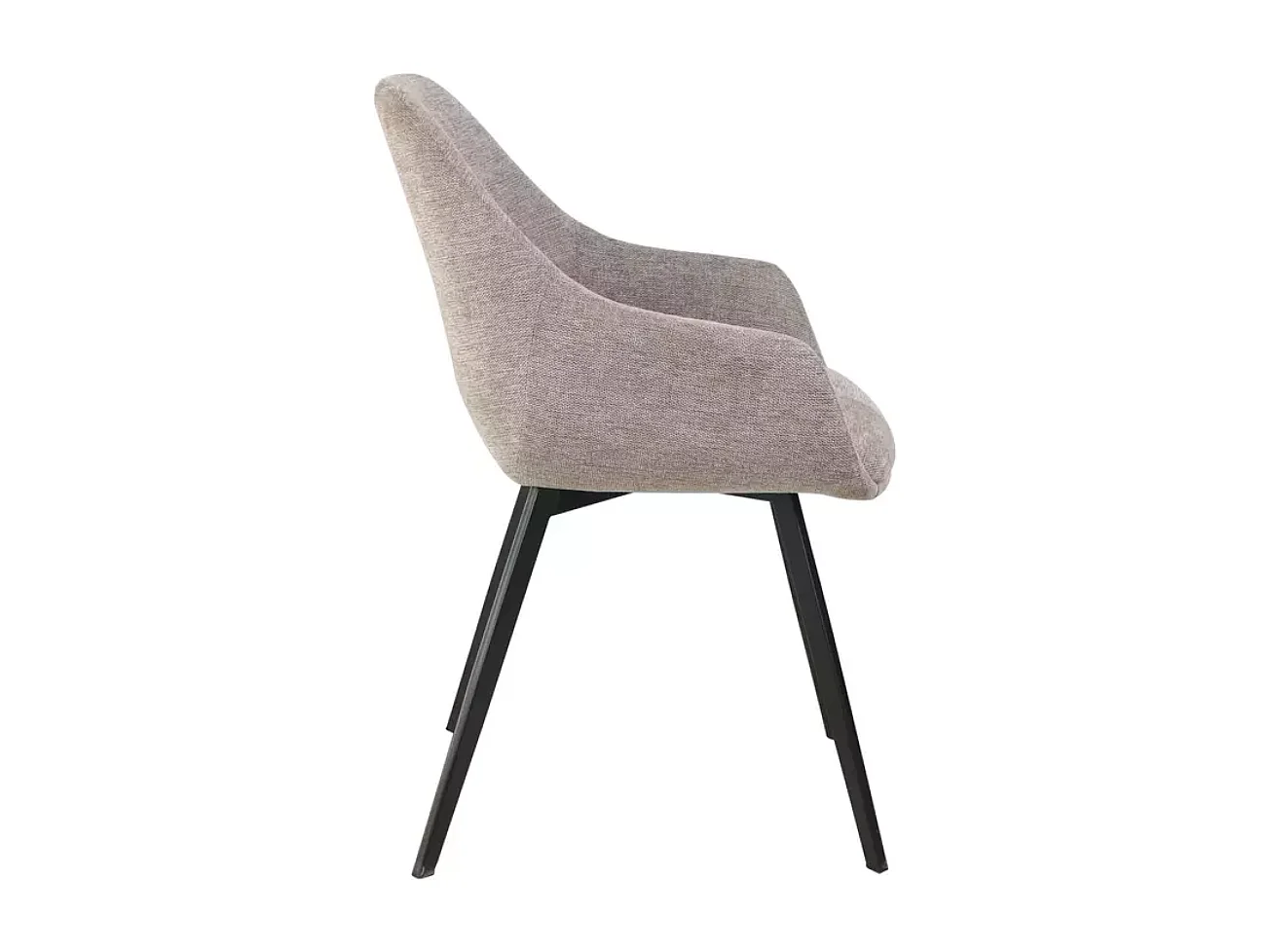 Chaise tissu en beige avec accoudoirs rembourrés et structure métal noir VEERON