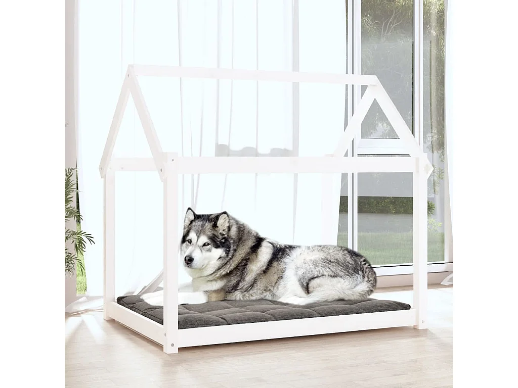 Lit pour chien Blanc 111x80x100 cm Bois de pin solide