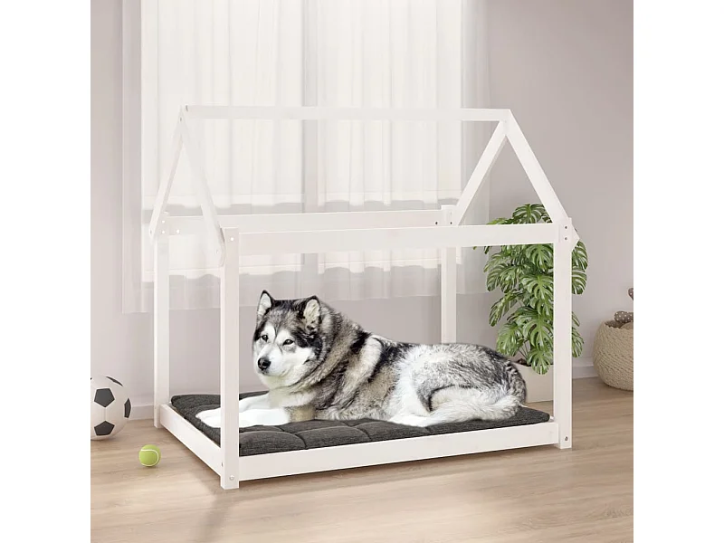 Lit pour chien Blanc 111x80x100 cm Bois de pin solide