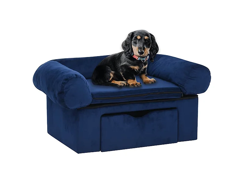 Canapé pour chien avec tiroir Bleu 75x50x38 cm Peluche