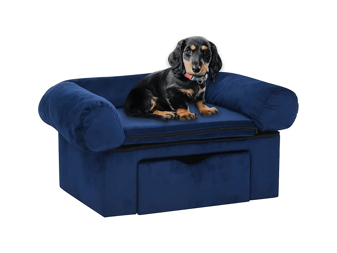 Canapé pour chien avec tiroir Bleu 75x50x38 cm Peluche