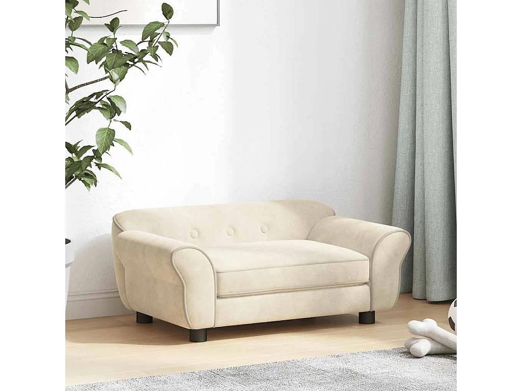 Hondenbank 72x45x30 cm pluche crèmekleurig