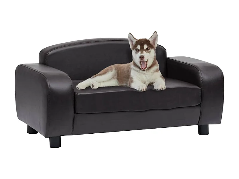 Sofá para cães 80x50x40 cm couro artificial castanho