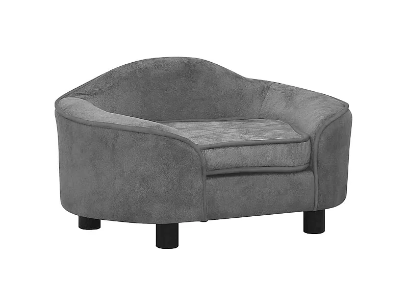 Sofá para cães 67x47x36 cm pelúcia cinzento