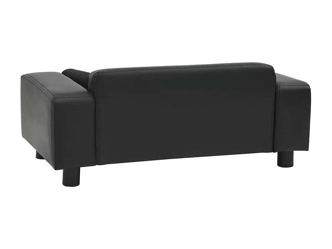 Sofá para perros felpa y cuero sintético negra 81x43x31 cm