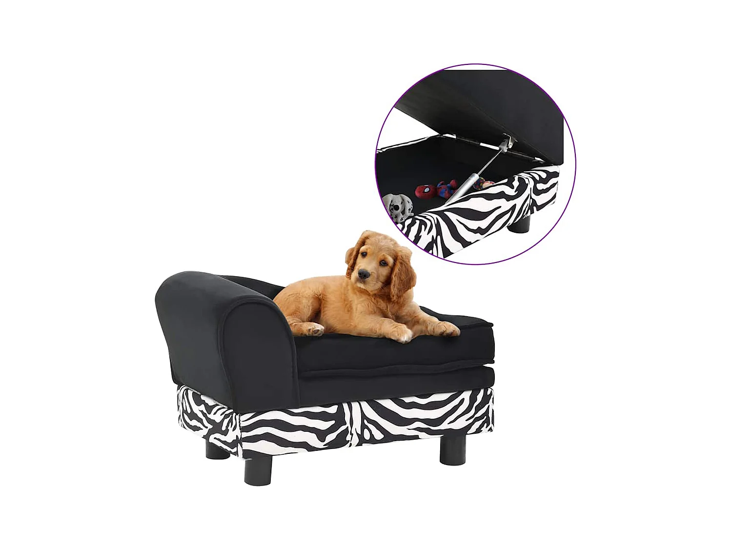 Canapé pour chien Noir 57x34x36 cm Peluche