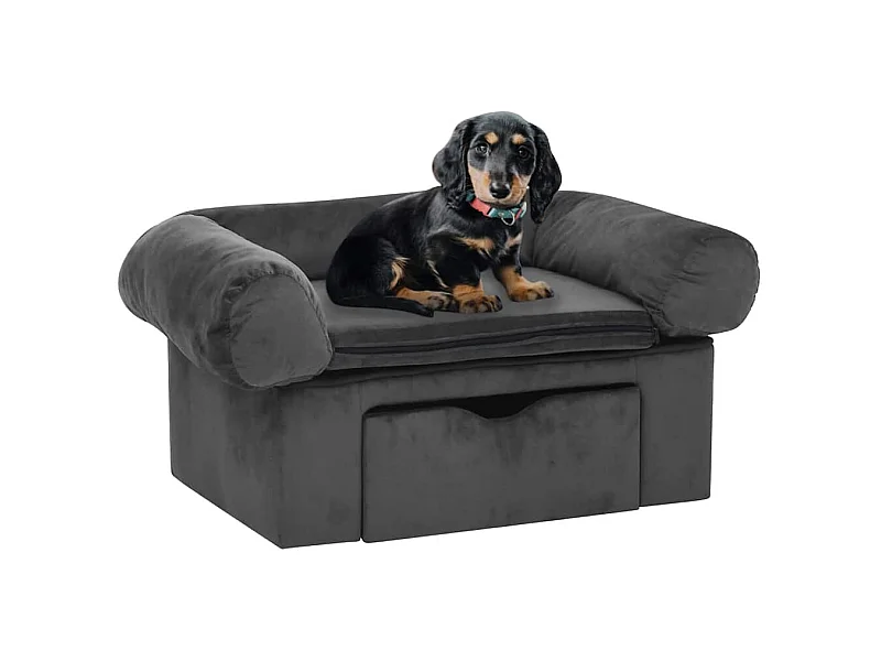 Canapé pour chien avec tiroir Gris foncé 75x50x38 cm Peluche