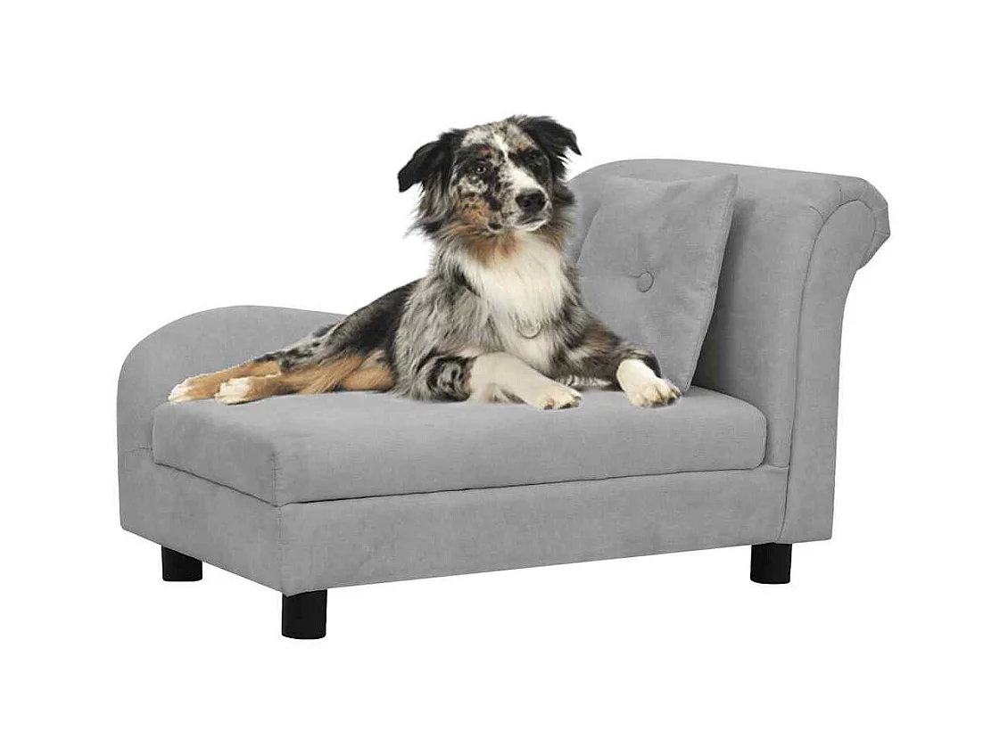 Canapé pour chien avec oreiller Gris 83x44x44 cm Peluche