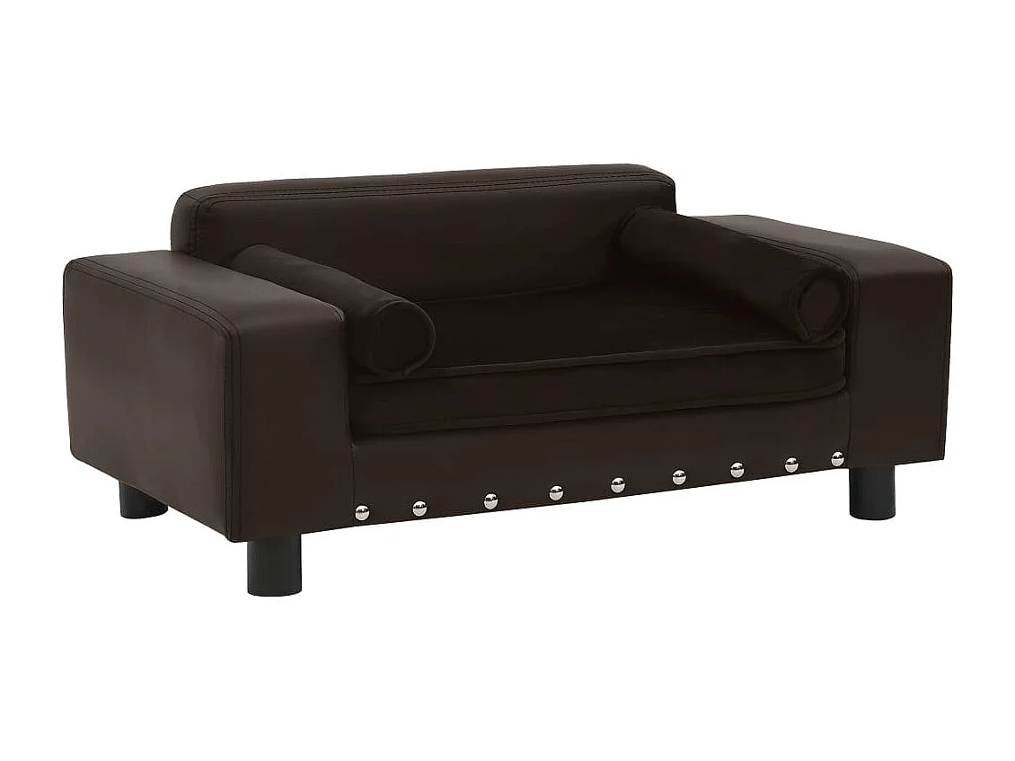 Hondenbank 81x43x31 cm pluche en kunstleer bruin