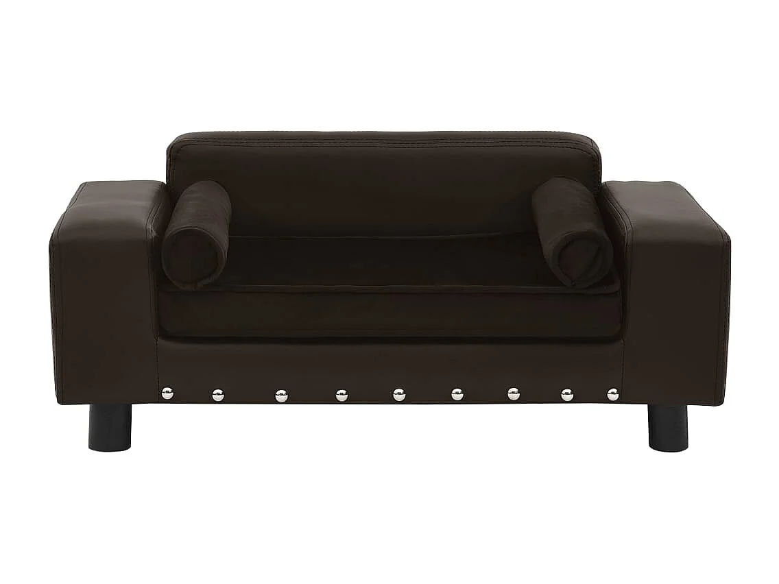 Hondenbank 81x43x31 cm pluche en kunstleer bruin