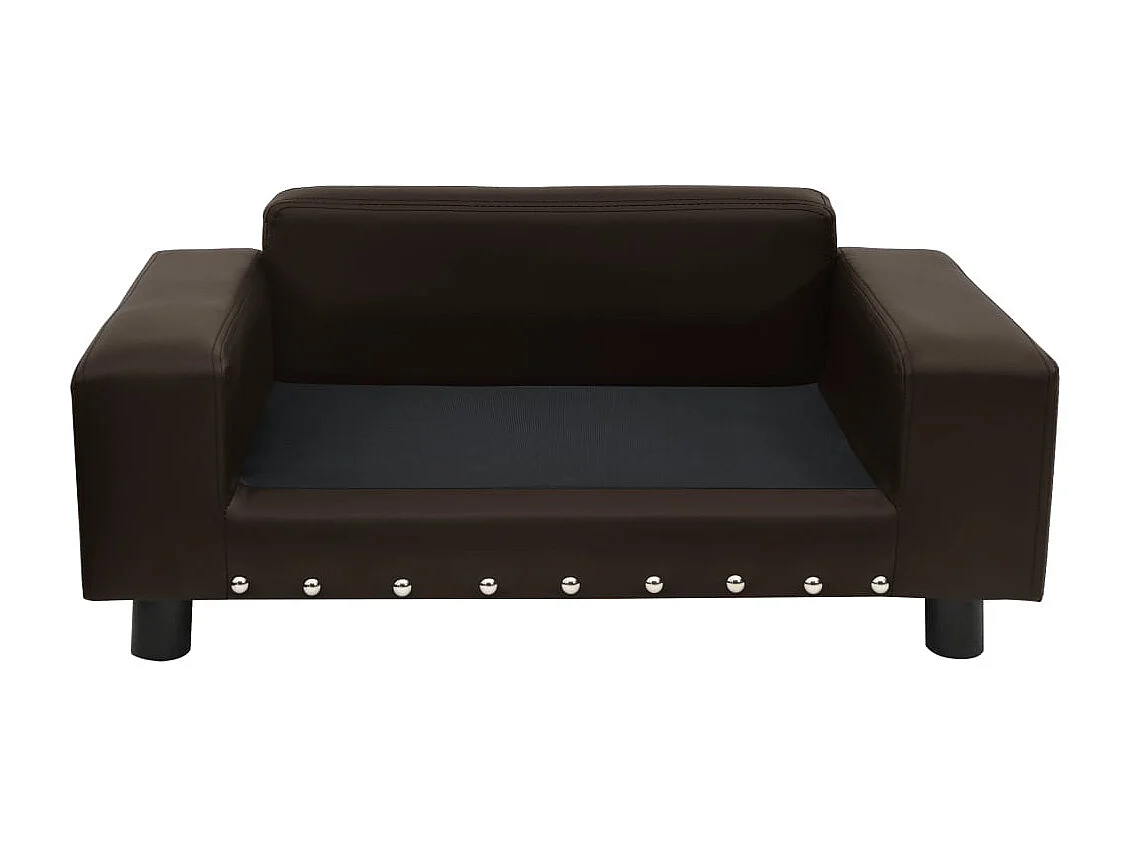 Hondenbank 81x43x31 cm pluche en kunstleer bruin