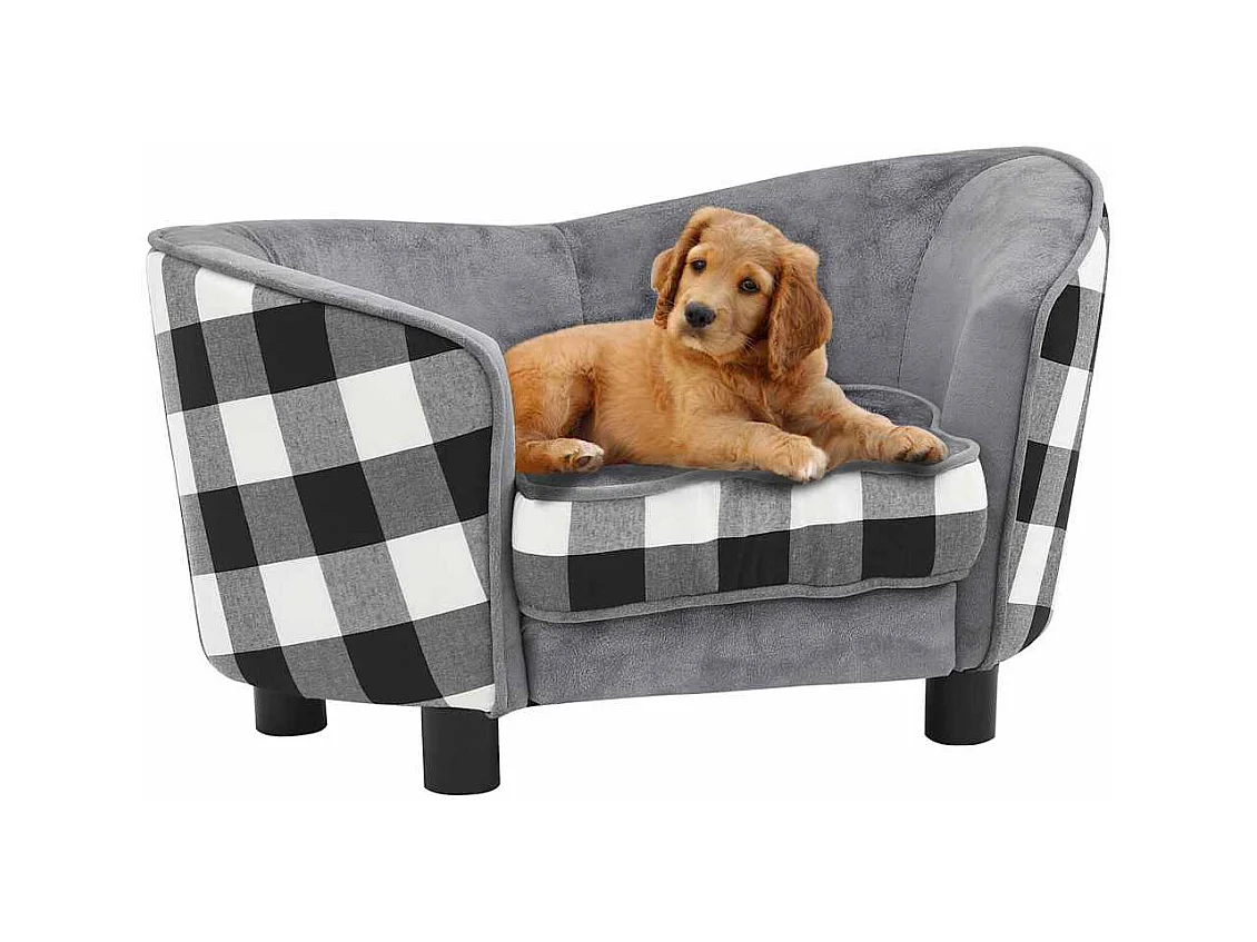 Canapé pour chien Gris 68x38x38 cm Peluche