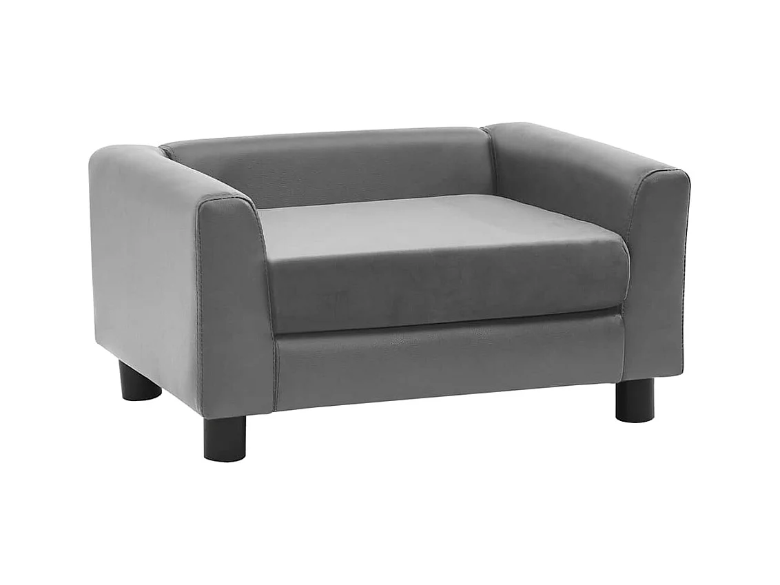 Canapé pour chien Gris 60x43x30 cm Peluche et similicuir