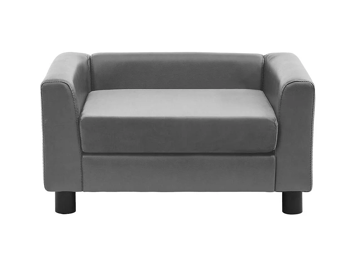 Canapé pour chien Gris 60x43x30 cm Peluche et similicuir
