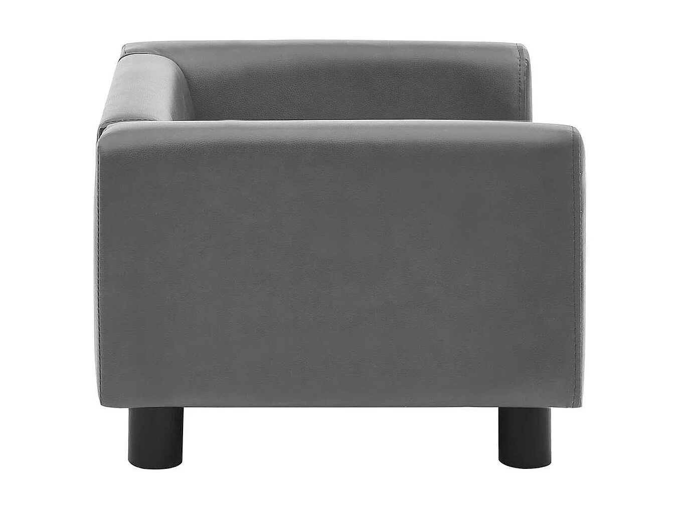 Sofá para perros felpa y cuero sintético gris 60x43x30 cm