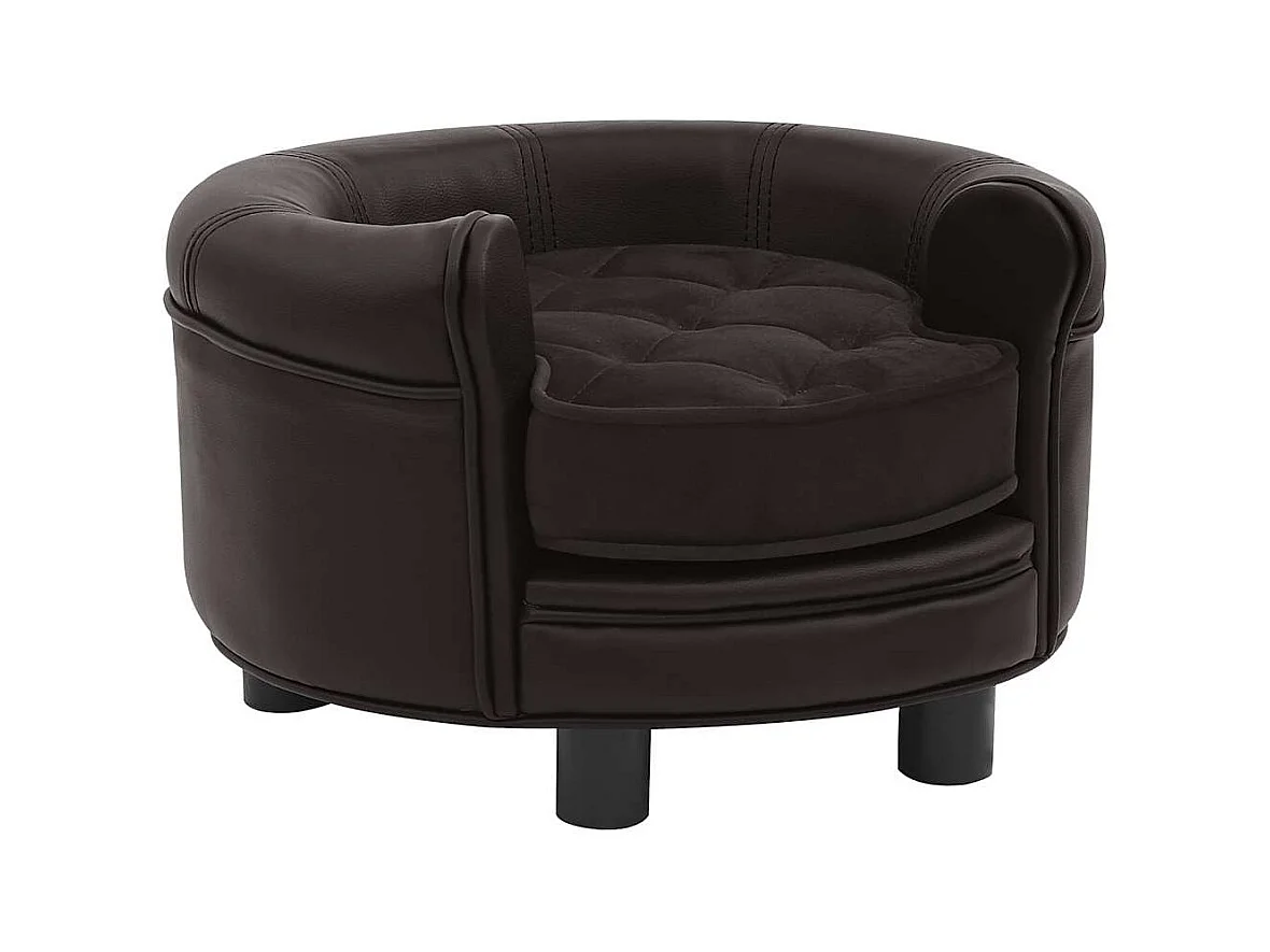 Canapé pour chien Marron 48x48x32 cm Peluche et similicuir