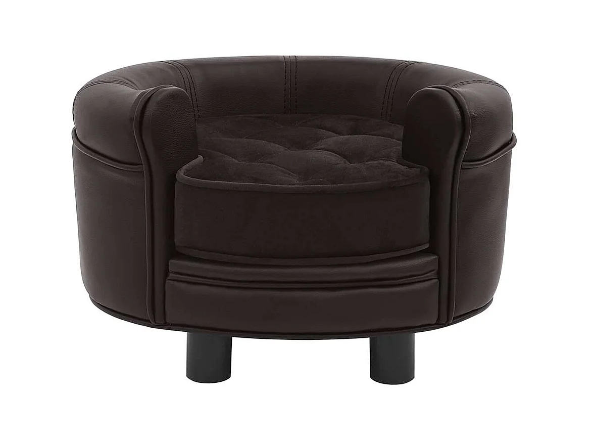 Canapé pour chien Marron 48x48x32 cm Peluche et similicuir
