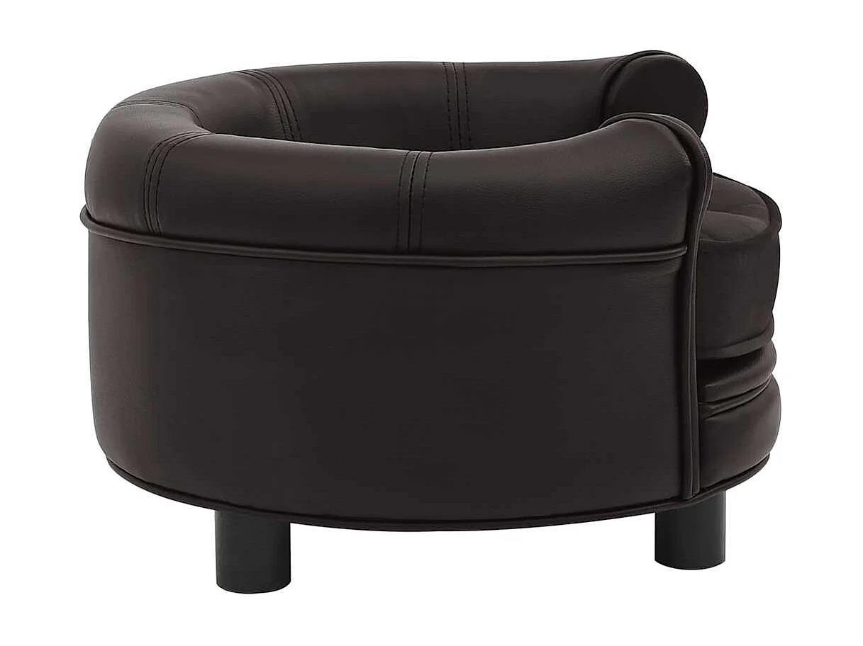 Sofá para perros felpa y cuero sintético marrón 48x48x32 cm