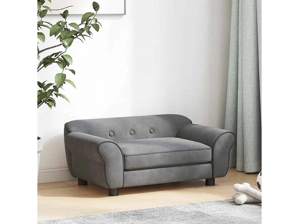 Sofá para perros felpa gris oscuro 72x45x30 cm