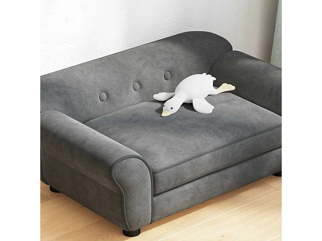 Sofá para perros felpa gris oscuro 72x45x30 cm