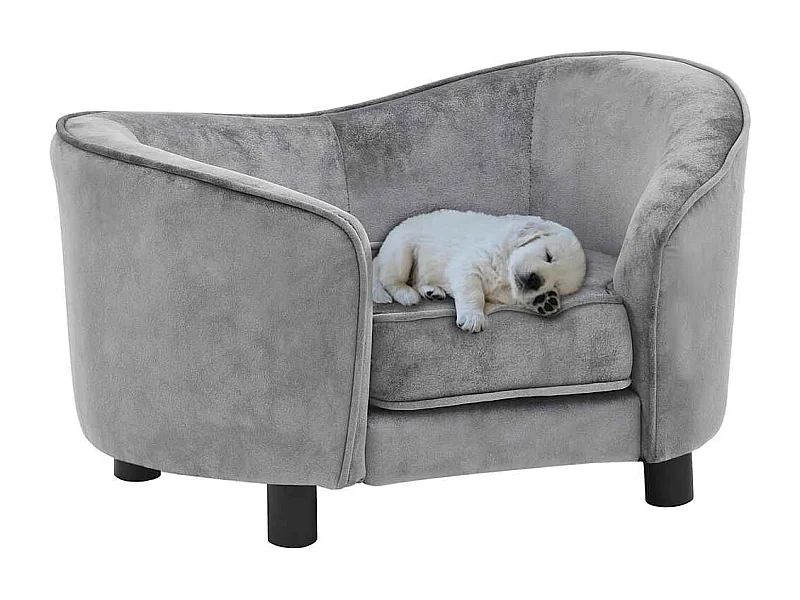 Hondenbank 69x49x40 cm pluche grijs