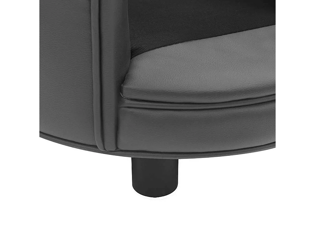 Sofá para perros felpa y cuero sintético gris 48x48x32 cm