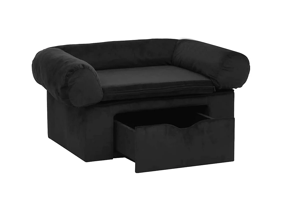 Canapé pour chien avec tiroir Noir 75x50x38 cm Peluche