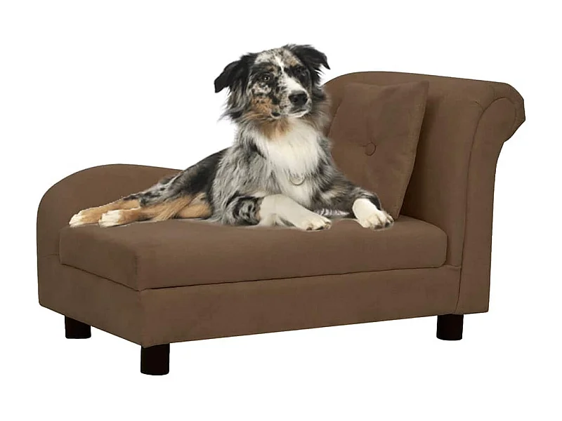 Sofá para cães com almofada 83x44x44 cm pelúcia castanho
