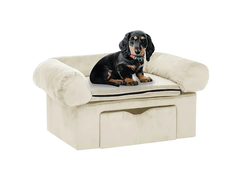 Canapé pour chien avec tiroir Crème 75x50x38 cm Peluche