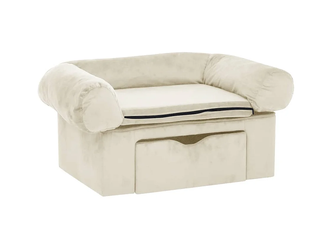 Canapé pour chien avec tiroir Crème 75x50x38 cm Peluche